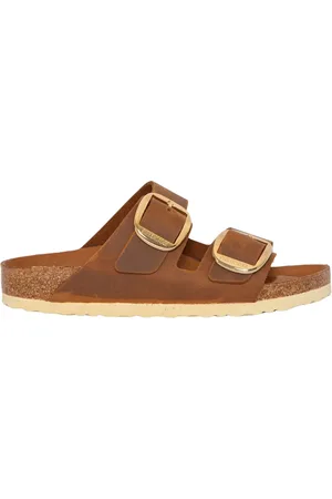 Birkenstock Sliders, female, , Size: 8 US Oiled Leather Big Buckle Sandals