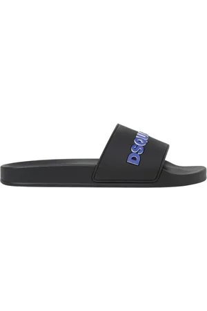 Dsquared2 Sliders, male, , Size: 8 US Blue Rubber Slides with Logo