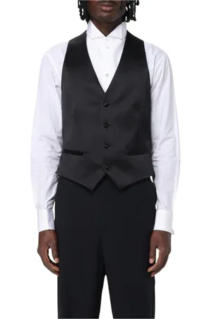 Emporio Armani Suit Vests, male, , Size: XL Blue Silk Tuxedo Vest Slim Fit