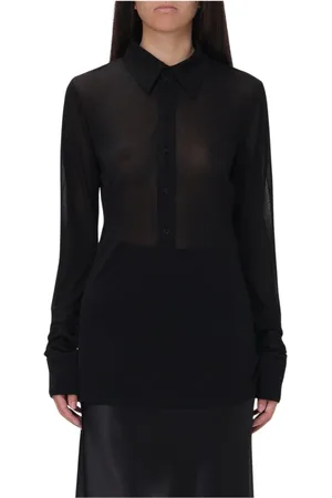 Saint Laurent Long Sleeve Tops, female, , Size: M Elegant Collared Blouse