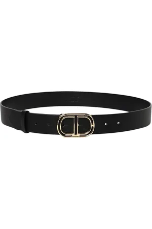 Twin-Set Belts, female, , Size: S Classic Oval Buckle Leather Belt