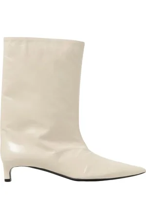 Jil Sander Heeled Boots, female, , Size: 6 US Ivory Kitten Heel Ankle Boots
