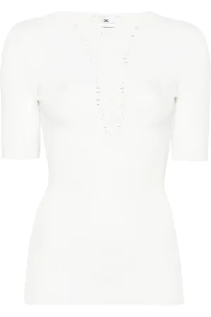 Elisabetta Franchi Blouses, female, , Size: S Ivory Stylish Topwear for Women