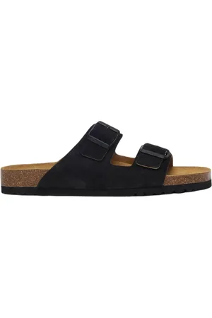 Scholl Sliders, male, , Size: 9 US Julien Suede Sandal with Adjustable Buckle