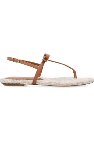 Stuart Weitzman Flat Sandals, female, , Size: 9 US Bow Detail Leather Espadrillas Sandals