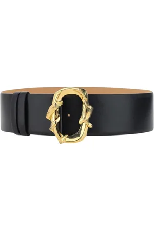 Alexander McQueen Belts, female, , Size: 80 CM Leather Belt with Gold Buckle