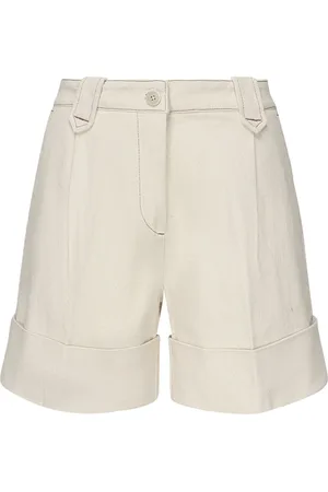 FAY Short Shorts, female, , Size: W25 High Waist Cream Shorts with Wide Leg