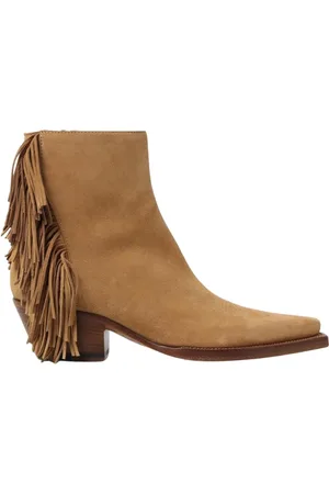Buttero Cowboy Boots, female, , Size: 11 US Copper Red Suede Fringe Ankle Boots