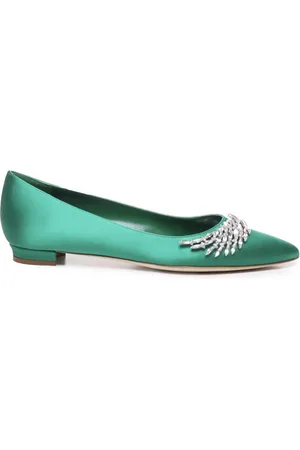 Manolo Blahnik Ballerinas, female, , Size: 11 US Crystal Flat Shoes Pointed Design