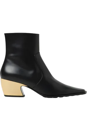 Bottega Veneta Heeled Boots, female, , Size: 7 US Leather Ankle Boots Gold Heel