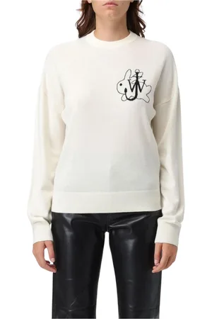 J.W.Anderson Round-neck Knitwear, female, , Size: S Black Merino Wool Pullover Sweater