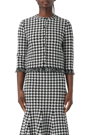 Alexander McQueen Cardigans, female, , Size: M Houndstooth Cardigan with Fringe