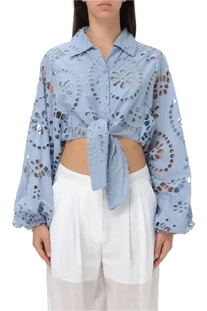 MC2 SAINT BARTH Shirts, female, , Size: L Embroidered TieFront Blouse