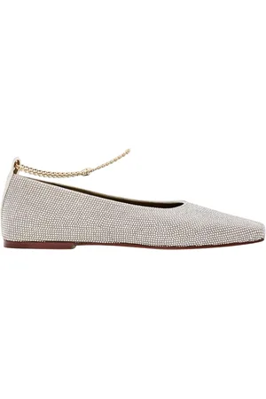 Maria Luca Ballerinas, female, , Size: 6 US Silver Rhinestone Ballet Flats with Ankle Chain