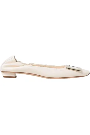 Roger Vivier Ballerinas, female, , Size: 6 US Yellow Cream Leather Ballerinas Low Heel