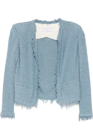 IRO Cardigans, female, , Size: XL Grey Open Front Jacket with Shoulder Pads