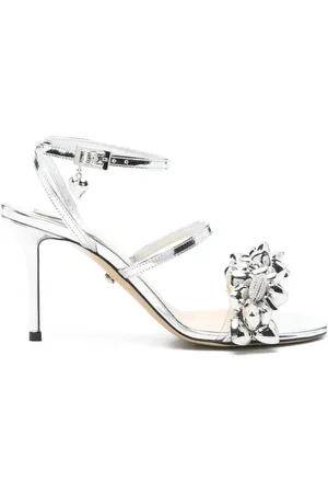 Mach & Mach High Heel Sandals, female, , Size: 7 1/2 US Silver Leather Sandals