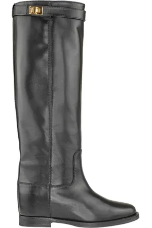 Via Roma High Boots, female, , Size: 7 US Leather Wedge Boots