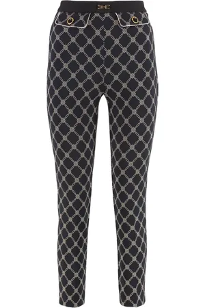 Elisabetta Franchi Skinny Trousers, female, , Size: XS Slim Fit Printed Crêpe Trousers