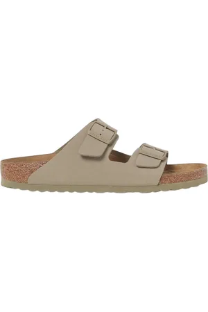 Birkenstock Sliders, male, , Size: 10 US Comfortable Suede Sandals in Khaki