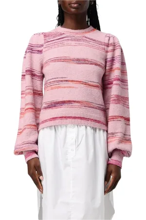 Baum und Pferdgarten Round-neck Knitwear, female, , Size: M Striped Knit Puff Sleeves Sweater