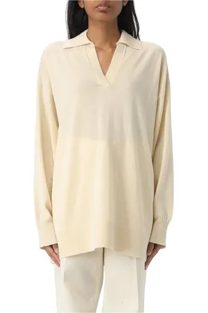 Fabiana Filippi V-neck Knitwear, female, , Size: S Luxury Turtleneck Sweater Cream