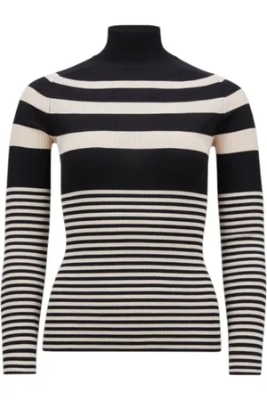 Moncler Turtlenecks, female, , Size: L Striped Merino Wool Turtleneck Jumper