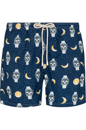 MC2 SAINT BARTH Beachwear, male, , Size: M Abstract Moon Clock Swim Shorts