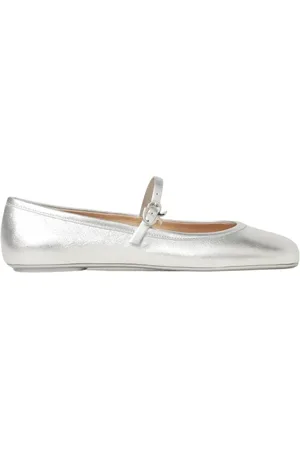 Gianvito Rossi Ballerinas, female, , Size: 8 US Silver Metallic Mary Jane Ballet Flats