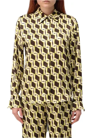 Msgm Shirts, female, , Size: XS Silk Geometric Print Blouse