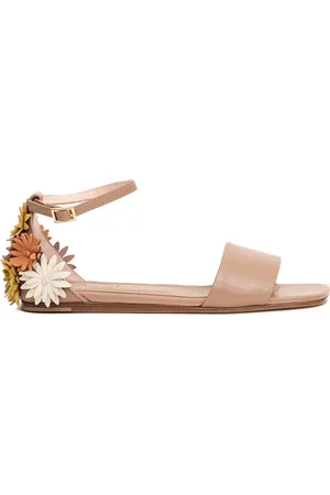 AGL ATTILIO GIUSTI LEOMBRUNI Flat Sandals, female, , Size: 8 1/2 US Low leather sandal with flowers