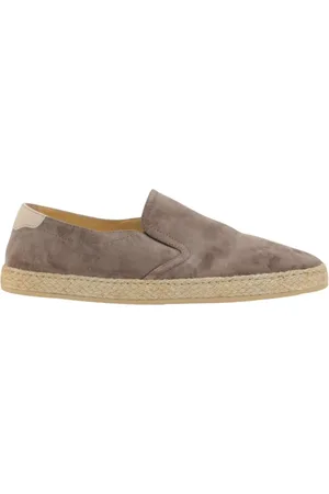 Brunello Cucinelli Espadrilles, male, , Size: 8 US Grey Suede Slip-On Espadrilles