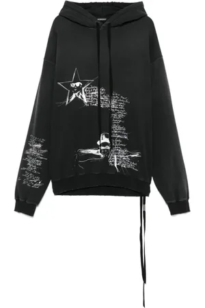 ANN DEMEULEMEESTER Hoodies, male, , Size: S Hooded Sweatshirt Sketch Print