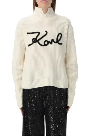 Karl Lagerfeld Turtlenecks, female, , Size: L Merino Wool Mock Neck Sweater