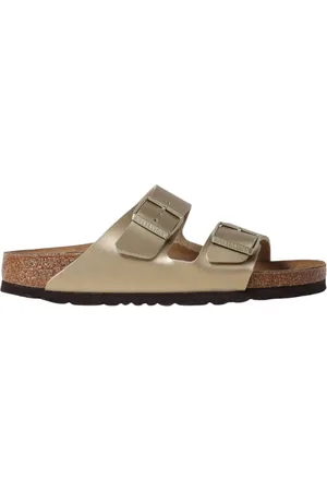 Birkenstock Sliders, male, , Size: 5 US Gold TwoStrap Sandals for Men