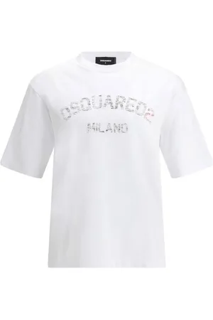 Dsquared2 T-Shirts, male, , Size: M Monochrome Printed Cotton T-Shirt