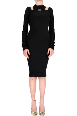 VERSACE Midi Dresses, female, , Size: S Sophisticated Long Sleeve Midi Dress