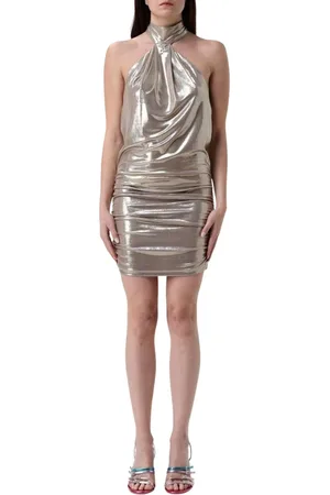 ANIYE BY Party Dresses, female, , Size: S Gold Metallic Halter Mini Dress