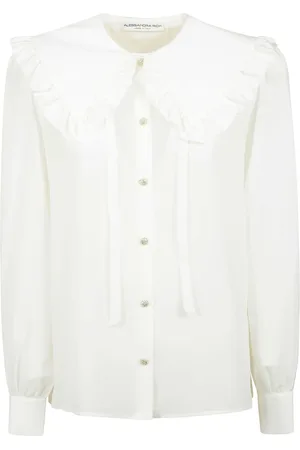 Alessandra Rich Shirts, female, , Size: M Silk Peter Pan Collar Blouse
