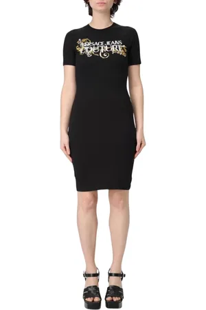 VERSACE Short Dresses, female, , Size: XS Elegant Logo T-Shirt Dress