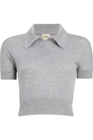 Khaite Polo Shirts, female, , Size: M Light Grey Knit Polo Shirt