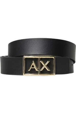 Armani Exchange Belts, female, , Size: 85 CM Leather Belt with Gold Buckle