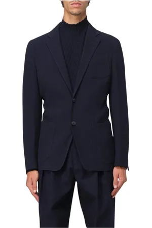Giorgio Armani Formal Blazers, male, , Size: L Knit Blazer with Patch Pockets