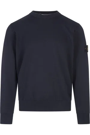 Stone Island Round-neck Knitwear, male, , Size: XL Navy Cotton Sweater