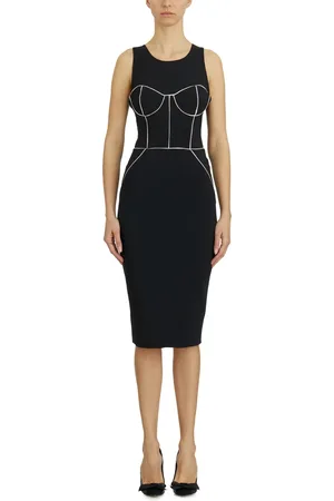 Elisabetta Franchi Midi Dresses, female, , Size: M Contrast Piping Sheath Dress