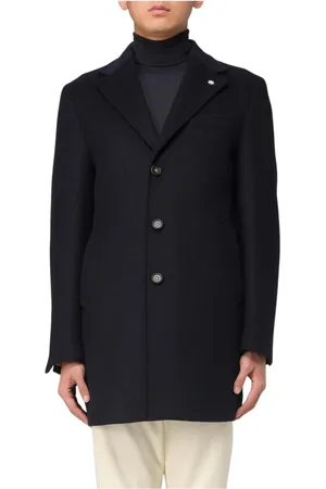 Manuel Ritz Single-Breasted Coats, male, , Size: L Sophisticated Grey Overcoat for Men