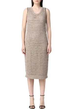 Brunello Cucinelli Knitted Dresses, female, , Size: S Elegant Textured Midi Dress