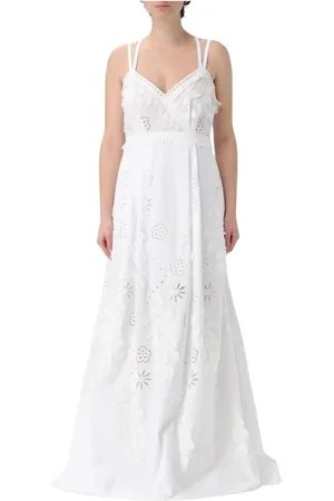Alberta Ferretti Gowns, female, , Size: 2XS Maxi Dress with Eyelet Embroidery