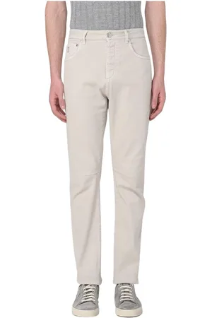 Brunello Cucinelli Slim-fit Trousers, male, , Size: M Elegant Grey Cotton Pants