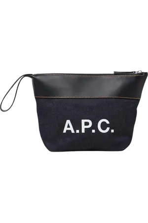 A.P.C. Toilet Bags, male, , Size: ONE SIZE Denim Leather Makeup Bag